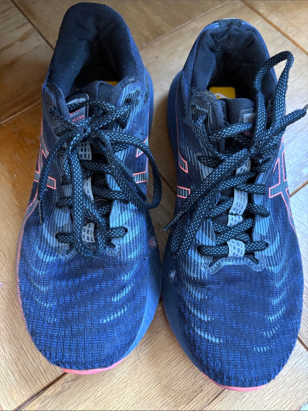 Asics Navy Running Shoes with Pink Accents